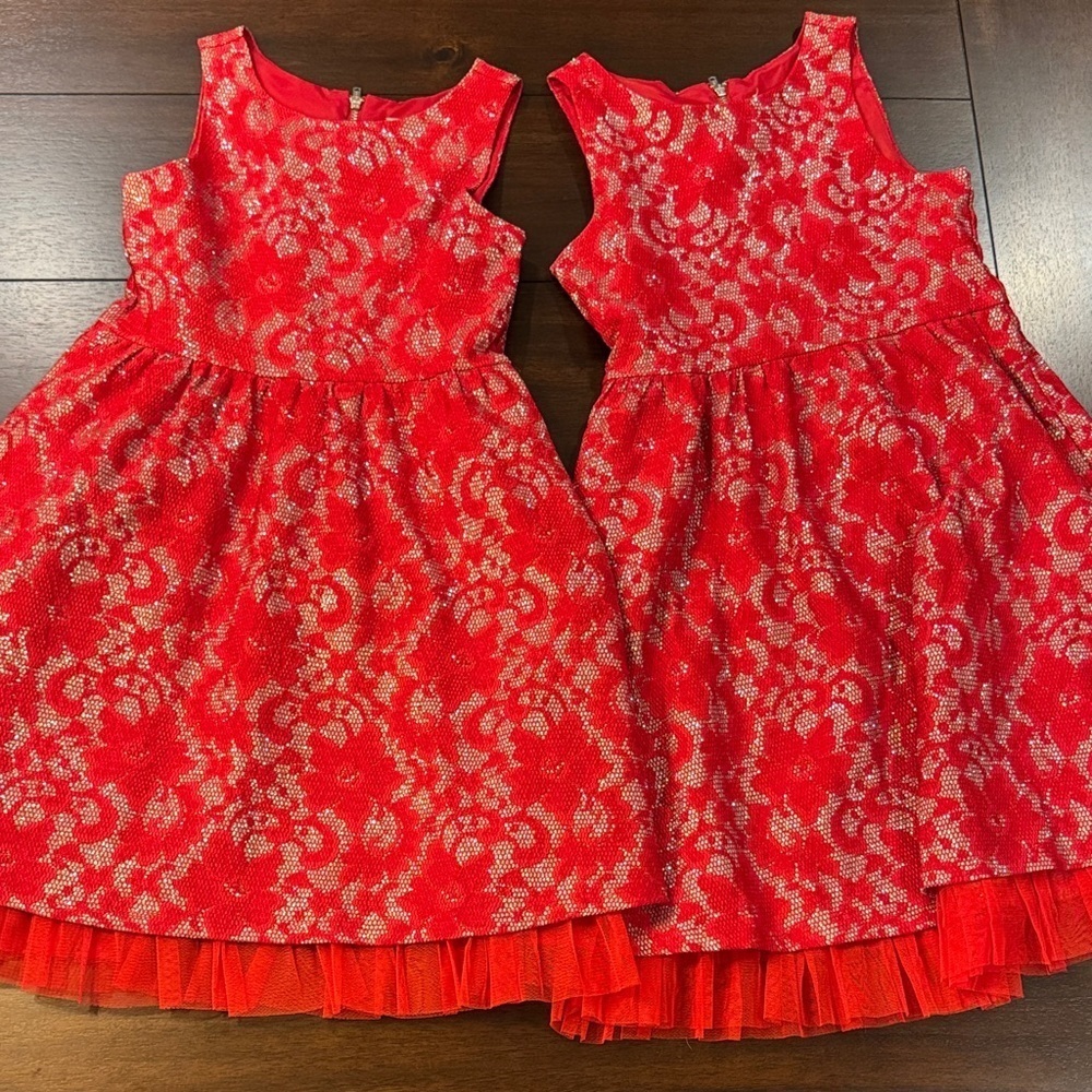 Justice Red and Silver Kids Formal Dresses Sz 7 and 8